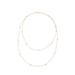 Double Wrapped Zircon Stone Silver Necklace - Vip Jewelry