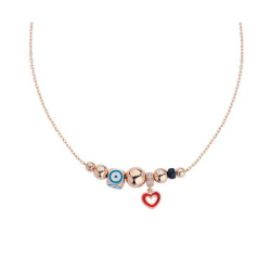 Evil Eye Beaded Enameled Silver Necklace - Vip Jewelry