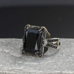 King Chain Model Zircon Stone 925 Sterling Silver Men's Ring - Vip Jewelry