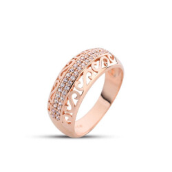Rose Color Silver Wedding Ring With S Motif - Vip Jewelry
