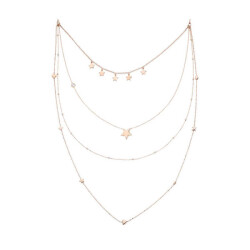 Row Of Stars Long Chain Silver Necklace - Vip Jewelry