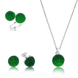 Silver Green Crystal Women's Set - Vip Jewelry