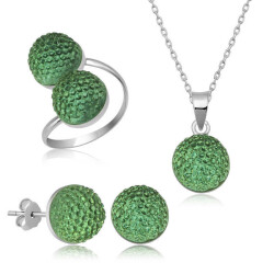 Silver Green Crystal Women's Set - Vip Jewelry