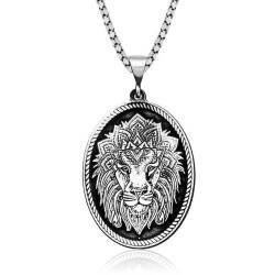 ​Silver Lion Head Motif Necklace - Vip Jewelry