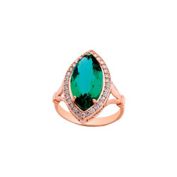 Silver Ring With Marquise Green Stone - Vip Jewelry