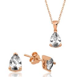 ​Silver Rose Drop Stone Double Set - Vip Jewelry