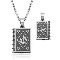 Silver Square Openable Allah Amulet Necklace - Vip Jewelry