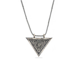 Silver Triangle Openable Rose Amulet Necklace - Vip Jewelry