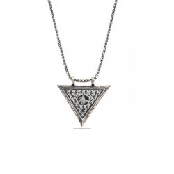 Silver Triangle Openable Tugra Amulet Necklace - Vip Jewelry