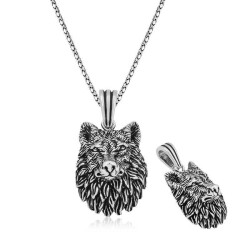 ​Silver Wolf Head Necklace - Vip Jewelry