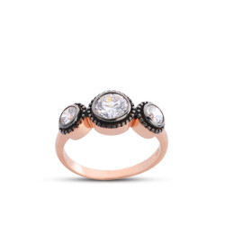 Tria Diamond Mounted Rose Silver Ring - Vip Jewelry