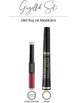 Loreal Paris Telescopic Carbon Black Mascara And Infaillible Liquid Lipstick Balm 302 - 1
