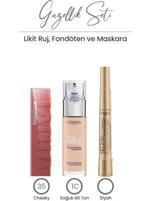 Loreal Paris Telescopic Mascara, Foundation 1C And Liquid Lipstick 35 - 1