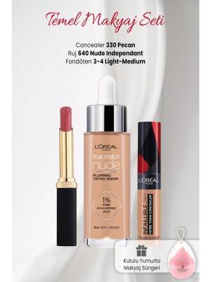  Loreal Paris Than Concealer 330, Foundation Serum 3-4, Color Riche 640 And Makeup Sponge Pink - 1