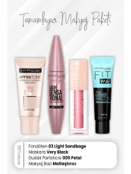 Maybelline New York Affinitone Foundation 03, Full Fan Mascara Very Black, Lip Gloss 005 Petal And Mattifying - Vip Cosmetica