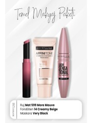 Maybelline New York Affinitone Foundation 14, Full Fan Mascara Very Black And Ultimatte Matte Lipstick 599 More Mauve - Vip Cosmetica