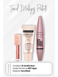 Maybelline New York Affinitone Foundation 16, Mascara Very Black And Lip Gloss 009 Topaz - Vip Cosmetica