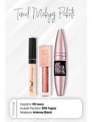 Maybelline New York Fit Me Concealer 05, Full Fan Mascara Black And Lip Gloss 009 Topaz - Vip Cosmetica