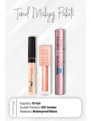 Maybelline New York Fit Me Concealer 15, Sky High Waterproof Mascara Black And Lip Gloss 007 Amber - Vip Cosmetica