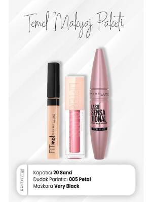 Maybelline New York Fit Me Concealer 20, Full Fan Mascara Very Black And Lip Gloss 005 Petal - 1