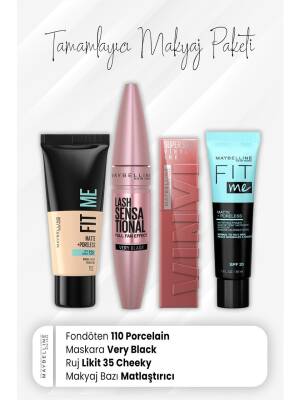 Maybelline New York Fit Me Foundation 110, Full Fan Mascara Very Black, Vinyl Ink Lipstick 35 Cheeky And Mattifying Base - 1