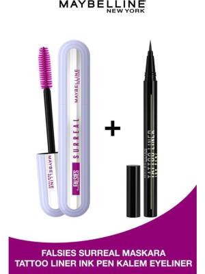 Maybelline New York Mascara Surreal & Tattoo Liner Ink Pen Eyeliner - Matte Black - 5